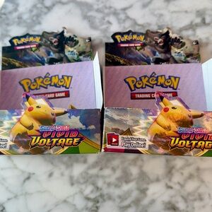 LOT Of 2 Pokemon TCG Sword & Shield Vivid Voltage Booster Display Boxes ONLY